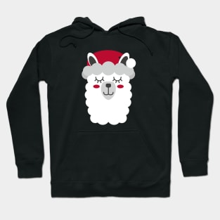 Cute Christmas Llama - Santa Hat Hoodie